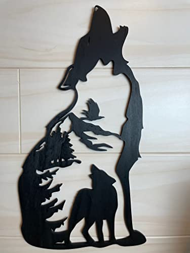 3D Wanddeko -Wolf im Wolf- Holz Fensterbild Geschenk Idee kein Wandtattoo #26