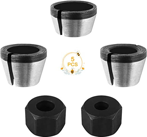 Ruicaifu 3 Pezzi Adattatore per Mandrino a Pinza 6/6.35/8 mm Pinza per Macchina di Incisione Adattatore + 2 Dadi Esagonali Collet Dado di Bloccaggio per Fresatrice per Incisione, Carpenteria, Taglio