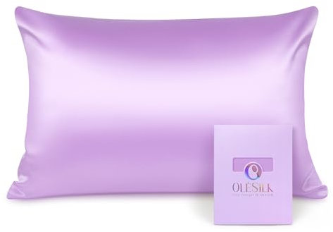 OLESILK Seide Kissenbezug Kissenhülle Haar- und Hautpflege mit Reißverschluss 16 Momme 1 Stück Helllila 40x80cm