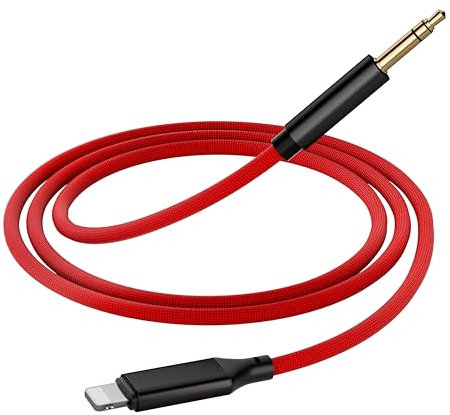 goingaux Aux Kabel für iPhone aux Kabel für Auto 3,5mm aux Adapter Kompatibel mit iPhone 14/14 Pro/13/13 Pro/12/12 Pro/11/11Pro/X/XS/XR/8/7/7Plus SE für Auto-Stereoanlagen (Rot)