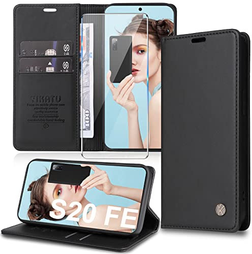 Handyhülle für Samsung Galaxy S20 FE Hülle [mit Schutzfolie] [Premium PU Leder] Klapphülle Ständer Kartenfach Magnetic Flip Case Cover Etui Tasche Schutzhülle für Samsung S20 FE 4G/5G