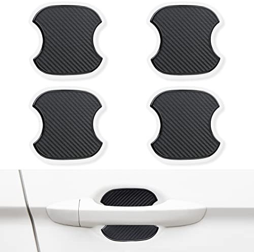 Evparty 4pcs Car Door Handle Protectors, Tpu Carbon Fiber Protection Stickers Universal Fit & Easy to Install (M, 3.66x3.62 inch)