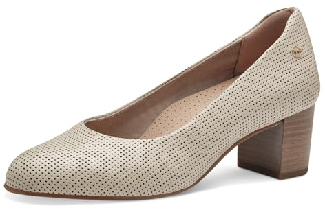 Tamaris Comfort Damen Pumps aus Leder mit Blockabsatz, Beige (Ivory), 38 EU