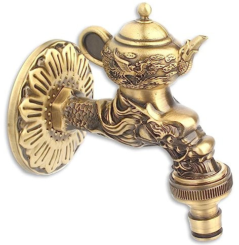 BASICM Robinet De Jardin Décoratif en Laiton Robinet Antique d'animal De Cour Extérieure, Montage Mural 1/2 Robinet Froid Simple(Color:I)