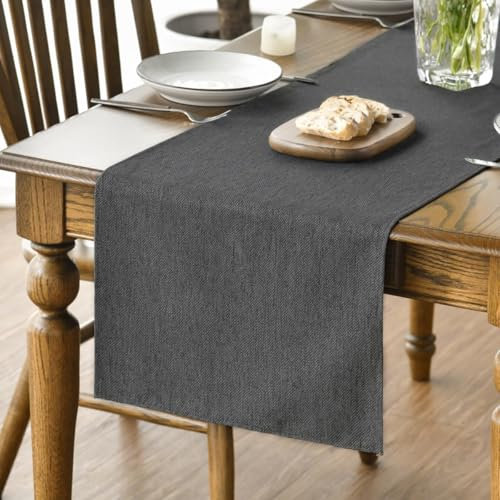 Artoid Mode Grau Tischläufer, Herbst Abwaschbar Küche Esstisch Tisch Dekoration Drinnen Urlaub Party Dekor 40x180 cm