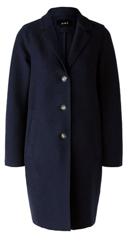 Oui Damen Mantel MAYSON Boiled Wool - reine Schurwolle gerade geschnitten Uni