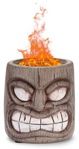 Roundfire Tiki 2 Tisch-Feuerstelle – Ethanol-Feuerstelle, Feuerschale, Mini-Kamin für Innen & Garten – Bio-Ethanol-Kraftstoff