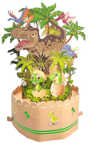 ZYOOO 3D Dinosaurier Pop Up Karten mit Umschlag,Grußkarten Geburtstag für Kinder Junge Geburtstagsdeko Dinosaurier Motto Party Karten