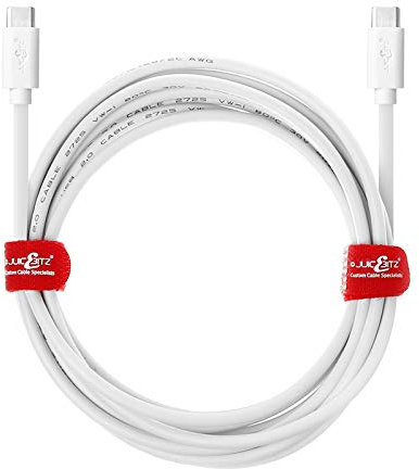 JuicEBitz Phone Charger Cable, USB C to USB C Cable 4m, USB Cable, 480mbps, Fast Charger USB C Compatible with Samsung Galaxy, Google Pixel, iPad, LG, Huawei, iPhone 15 + More, White