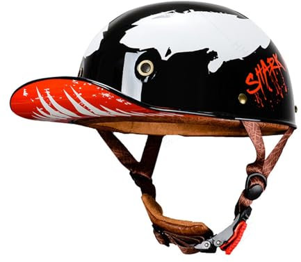 Mezzo Casco Jet Moto Retrò Casco Scodella Portatile, ECE Omologato Mezzo Elmetto da Moto Retrò per Uomo Donna Biker Cruiser Scooter Touring E,XL