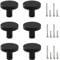 Beilala Drawer Knobs Black Matte, 6 Pack Round Kitchen Cabinet Handles Modern, Furniture Door Hardware Pulls for Chest of Cupboard Dresser Wardrobe Closet, 25x20mm