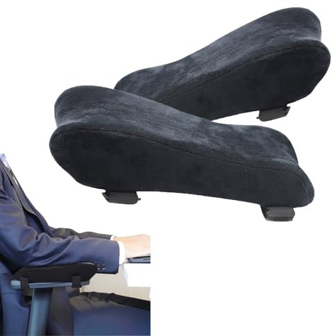 Ergonomic Chair Armrest Pads, Comfy Office Chair Arm Pads Chair Arm Rest Cover Pillow Elbow Support Cushion for Computer Gaming Desk Chairs Forearms Pressure Relief, 2 Pack- Black