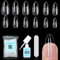 TOMICCA Kit Capsule Americaine Ongle avec Colle, 240 Pièces Amande Moyenne Capsules Ongles & 7g Colle Faux Ongles, Qualité Professionnelle en Salon, 12 Tailles