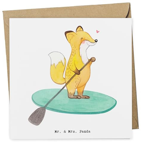 Mr. & Mrs. Panda Deluxe Karte Stand Up Paddling - Geschenk, Auszeichnung, Hochwertige Klappkarte, Hobby, SUB, Glückwunschkarte, subben, Gewinn,