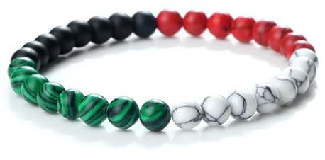 FORUBUS Perlenarmband mit palästinensischer Flagge, unterstützt Palästina-Strang-Armband für Damen und Herren, palästinensische farbige Perlen, dehnbares Armband, unterstützt kostenloses