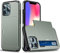 Beajew Coque Portefeuille pour iPhone 13 Pro Max avec Porte-Cartes, Étui de Protection Téléphone Double Couche Antichoc, Fente Cachée Coulissante, Antichoc TPU+PC Housse Portefeuille - Vert Militaire
