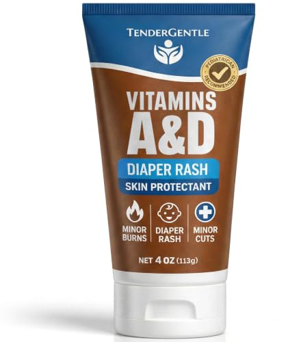 TenderGentle Vitamin A D Ointment for Diaper Rash in Babies - A , Seniors Babies, for Adults, 4 Oz