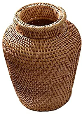 Yjijaiifd Rattan Woven Vase Art Vase Fashion Tabletop Decoration Plants Flower Pot Faddish Flower Pot for Home Decor