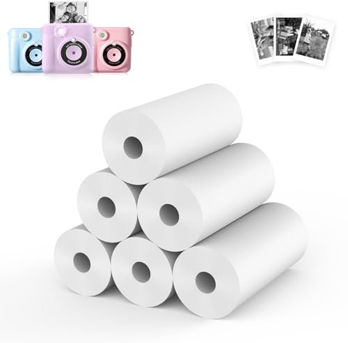Riosin Rouleau Appareil Enfant, Papier Thermique pour Imprimante Instantanée HD Adapté à la Plupart des Caméras pour Enfants (Blanc-6)