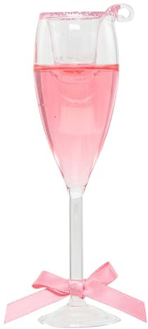 itsisa Baumschmuck Champagner Glas pink (gefüllt mit Flüssigkeit) - Baumkugel Sekt Champagne, Weihnachtsdeko, Christbaumkugel