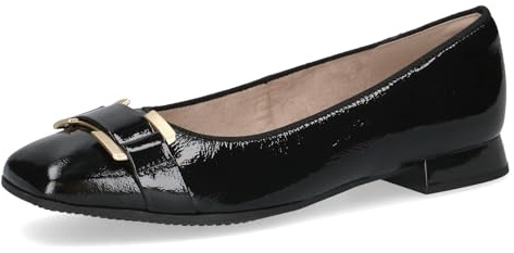 Caprice Damen Ballerinas aus Leder Kleiner Absatz, Schwarz (Black Naplak), 39 EU