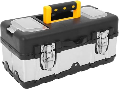 HOMSFOU Outdoor Edelstahl Werkzeugkoffer Robuste Werkzeugbox Für Reisen Und Freizeit Kompakt Und Tragbar Für Aufbewahrung Von Werkzeugen Und Kleinteilen