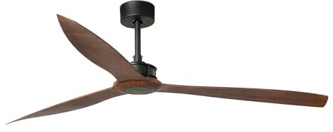 Faro Just Ventilador de techo XL de 3 aspas, color negro mate y nogal, sistema Wiz Smart