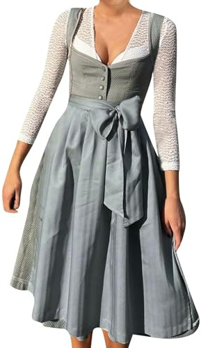 Damen Dirndl Elegant Trachtenkleid Schicke Dirndlkleid Festliche Dirndl-Komplettsets Oktoberfest Damen Outfit Vintage Dirndlschürzen Frauen A Linie Trachtenmode Kleid Party Festlichkeiten