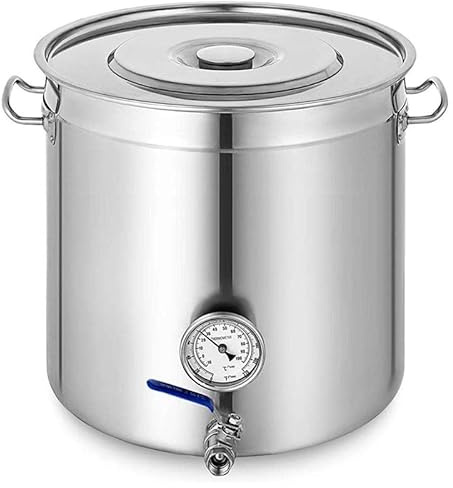 GAOBINGB Máquina de cervecería casera de Acero Inoxidable de Alta Resistencia - Olla de 30 x 30 cm con Tapa, válvula y termómetro, Ideal para hervir y elaborar Cerveza Artesanal, Utensilios de Cocina
