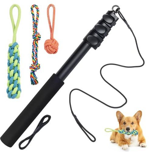 autozen Reizangel Hunde, 124cm Reizangel 6 Stücke für Hunde längenverstellbar Hundespielzeug aus Aluminiumlegierung mit 3 Hundespielzeug Seil für Training