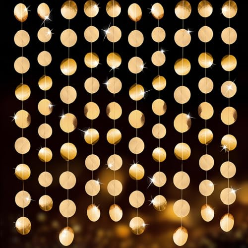 8 Stück Glitzer Deko Party,Papier Girlande Geburtstag,Bunt Glitzer Girlande,4m Hängende Party Dekorationen für Geburtstag Hochzeit Aufhängen Party Deko (Gold)