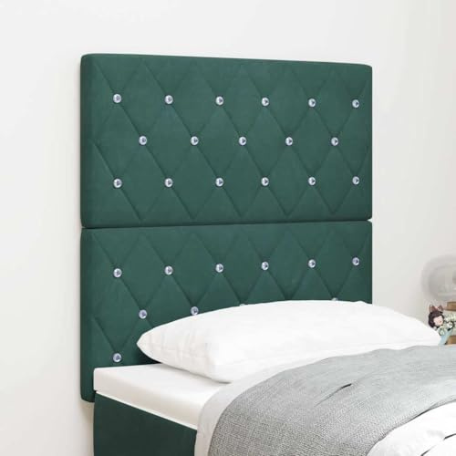 Yunovire LED Kopfteil mit RGB-Lichtleisten, Dunkelgrün, 80 cm, Polyester, Holzrahmen, verstellbare Höhe, modernes Design