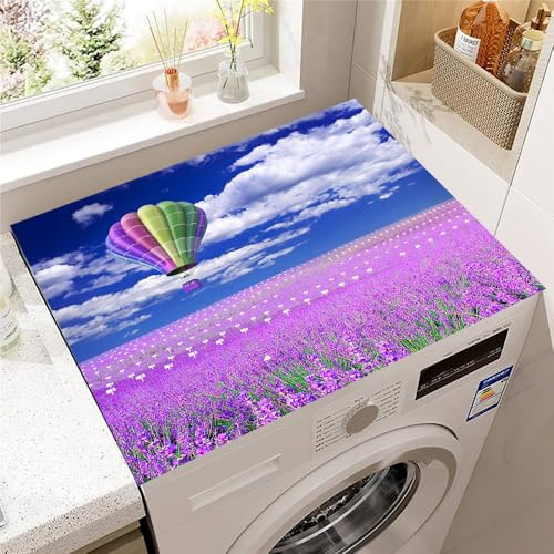 Hearda Housse Machine a Laver Paysage Lavande,Dessus Tapis Lave Linge Antidérapant,Housse de Protection pour Machine à Laver Top,Tapis de Protection pour Dessus Sèche-Linge (Lavande,30x40cm)