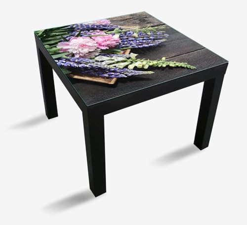 Wallario Glasplatte, Schutzplatte 55 x 55 cm - geeignet für IKEA Lack Tisch, für Beistelltisch/Couchtisch, Stillleben mit Frühlingsblumen