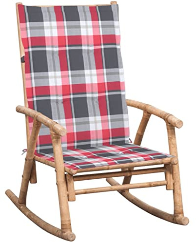 TUERYAFEK Bambus Schaukelstuhl mit wasserabweisendem Kissen, Outdoor Sessel für Garten und Terrasse, UV- und witterungsbeständig, robust und langlebig, max. 110 kg Belastbarkeit