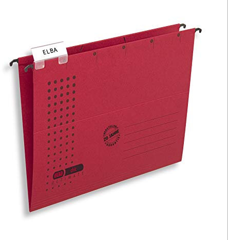 ELBA Hängemappe chic für A4, aus Karton, seitlich offen, rot, 5er Pack