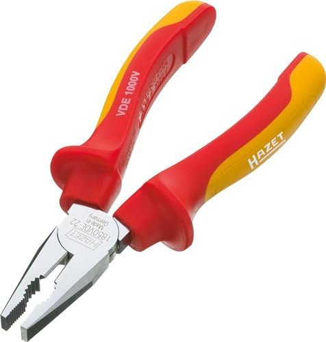 HAZET VDE-Kombinationszange 1850VDE-22 I Induktiv gehärtete Schneiden (Härte: 60 HRC) I Schutzisoliert I Ergonomischer 2-Komponenten-Griff I für präzises schneiden und halten von Materialien