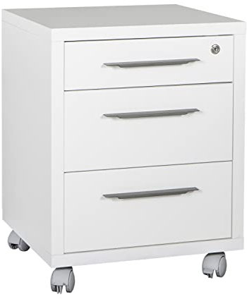 Composad | Cassettiera della Linea Disegno con 3 Cassetti e Ruote, Cassettiera Ufficio sotto Scrivania, (LxAxP) 48,60x63,10x45,20 cm, Colore Bianco Laccato, Made in Italy