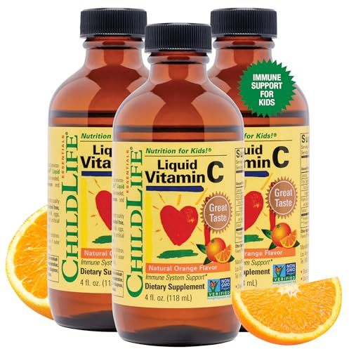 CHILDLIFE ESSENTIALS Liquid Vitamin C Low Sugar Kids, 4 Fl Oz (Pack of 3)