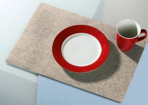 GILDE Tischset Platzset rechteckig 45 x 30 cm Filz Untersetzer 4er Set, Farbe:Creme Melange melliert