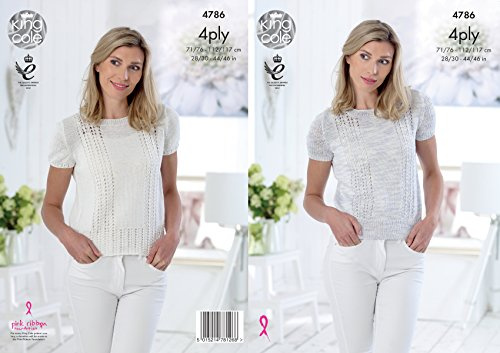 King Cole 4786 Knitting Pattern Womens Tops in King Cole Giza Sorbet and Cotton 4 Ply