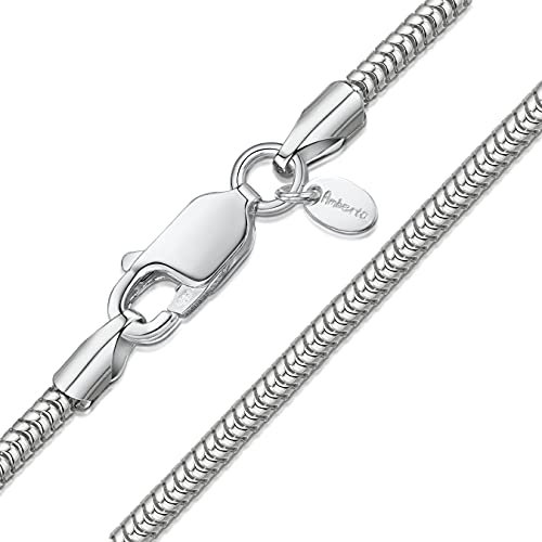 Amberta 925 Sterlingsilber Damen-Halskette - Schlangenkette - Rattenschwanz-Kette Armband - 1.9 mm Breite - Verschiedene Längen: 45 55 65 cm (65cm)