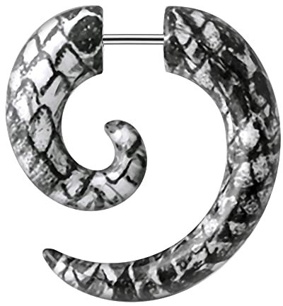 Monster Piercing Serpent tribal spirale peau modèle UV acrylique avec calibre 16 316L chirurgical Epaisseur acier faux Piercing Plug d’oreille