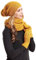 Hilltop Winter Kombi Set aus Winter Schal, passender Strickmütze und Handschuhe, 3-tlg., Farbe:Curry mit Handschuhen