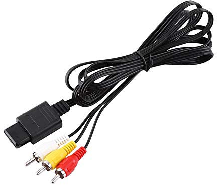 Zerone Câble N64 vers de 1,8 m, câbles audio vidéo composites A/V N64 Accessoires pour N64 GC- Noir