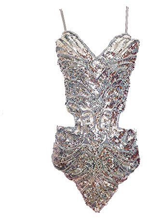 Pailletten Damen Schmetterling Overall Rückenfrei Performance-Bekleidung Silber One Size
