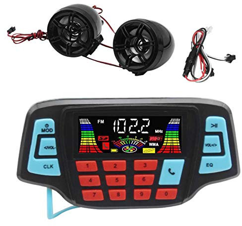 XZANTE Reproductor De Musica Mp3 De Motocicleta Altavoz EstéReo Bluetooth Manos Libres De Audio Sistema De Audio Impermeable De Radio FM