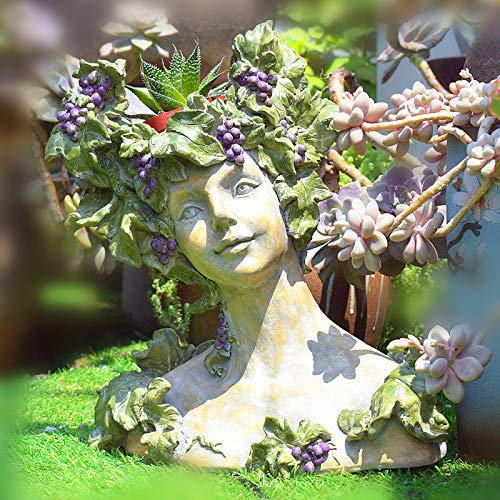 zenggp Göttin Kopf Pflanzer Blumentopf Dame Vase Griechische Skulptur Römischen Harz Flower Planter,A
