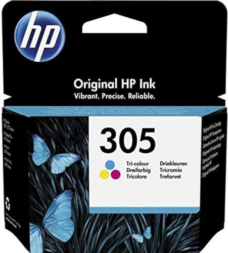 HP 305 Tricolor, Cartucho de Tinta Original | Compatible con HP DeskJet 2300, 2700, 2700e, HP DeskJet Plus 4100/4100e, HP Envy 6010/6010e, 100 páginas (3YM60AE)