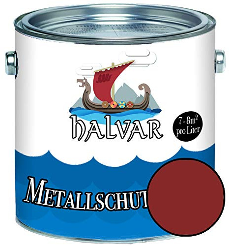 Halvar Metallschutzlack SEIDENMATT Rot RAL 3000-3031 Metallfarbe besonders robuster Kunstharzlack Wetterbeständig & perfekter Langzeitschutz Metall (1 L, RAL 3011 Braunrot)